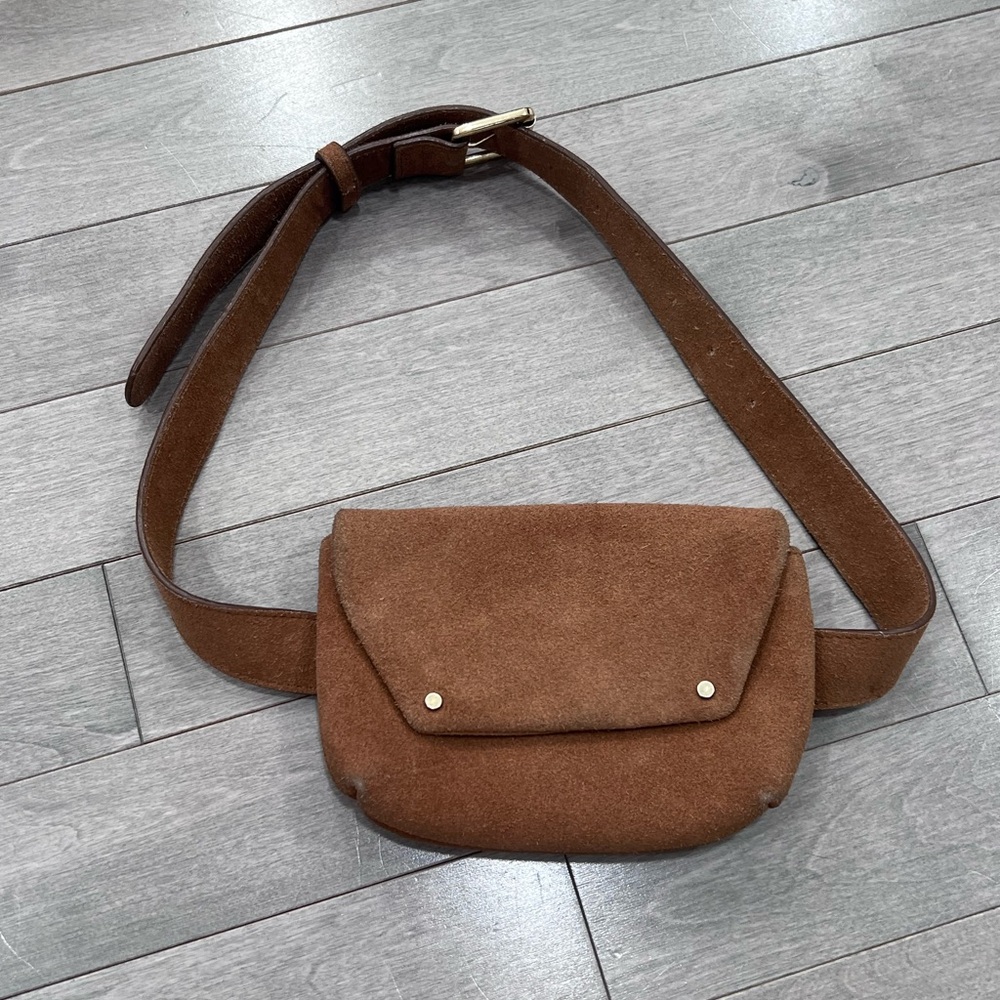 Free People Brown Suede Crossbody Belt Bag